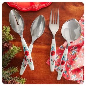 🌸Pioneer Woman Wishful Winter 4-Piece Holiday Serve Utensils Set